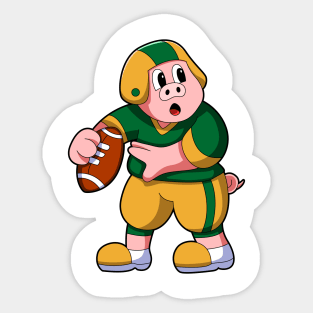 Pig at Sports with Football & Helmet Sticker